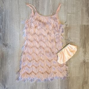 NWT Furry Rose Gold Mini Dress | Pixie + Diamond